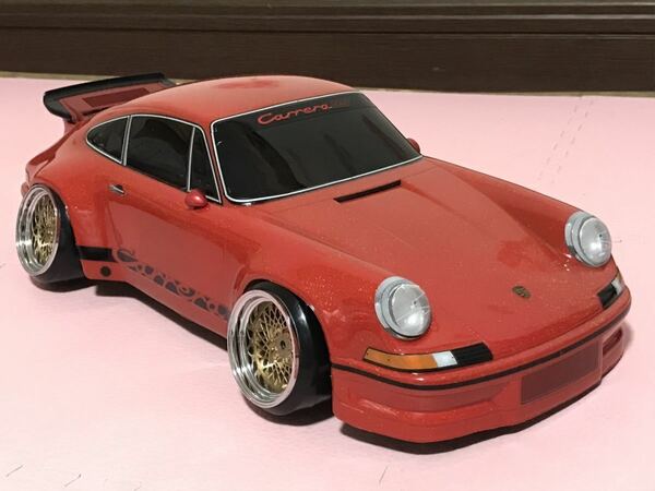 送料無料　Mシャーシ用　HPI ポルシェ 911 カレラ RS レッドラメ塗装済 未走行　ラジコンボディ　PORSCHE Carrera ホイールベース約210mm