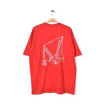 【送料無料】80s ジャージーズ USA製 ヴィンテージ Tシャツ 企業物 重機 赤 レッド 袖シングル アメカジ JERZEES サイズXL 古着 @BZ0096_画像2