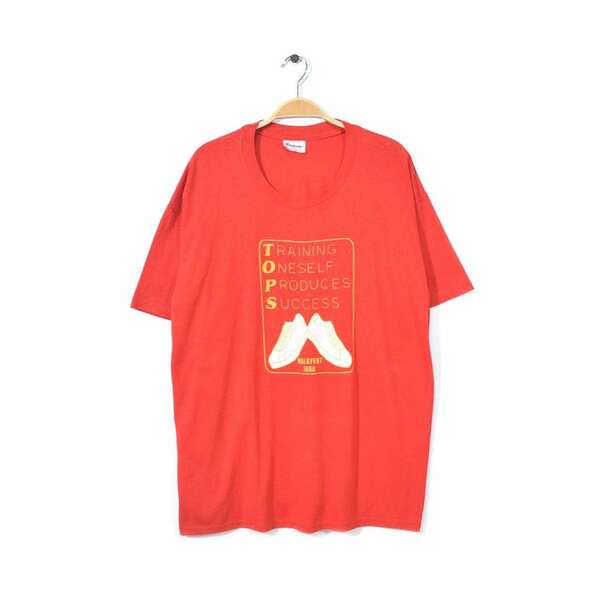 【送料無料】80s ステッドマン USA製 ヴィンテージ Tシャツ WALK FEST 1988 赤 レッド 袖裾シングル アメカジ サイズXXL 古着 @BZ0106
