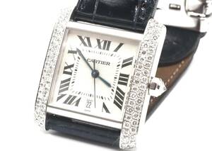 Cartier Solid Tank Francase LM подлинный бриллиант K18 Белое золото