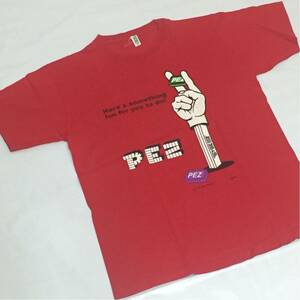 即決★S★PEZ Tシャツ ヴィンテージ 半袖 レッド 赤 ピース USA アメリカ製 ペッツ お菓子 古着 プリント