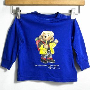 # baby for Ralph Lauren Ralph Lauren ~ POLO BEAR ~ Polo Bear illustration long sleeve T shirt 9M blue American Casual long sleeve #