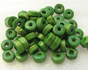  wood beads approximately 6x3mm flat circle sphere * green 150 piece 55-GR