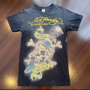 エドハーディ スカル ラインストーン　Tシャツ ED HARDY 色褪せ加工 