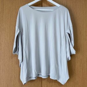 Новый неиспользованный провадор Azabu Provador Soft Jersey Brouse Cut Sorse Большой размер серый LL Ladies