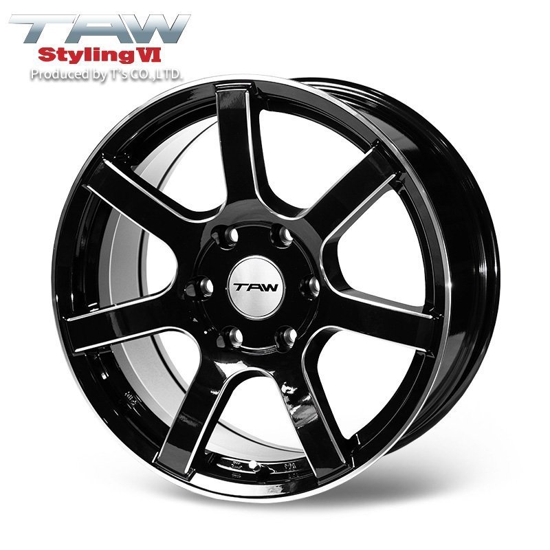 ▼特価▼ 200系 ハイエース ホイール TAW Styling6 グロスブラック リム&エッジマシニング 18×8.0J+37 6H139.7 アルミホイール 4本セット