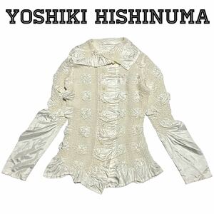 極美品 未使用☆YOSHIKI HISHINUMA ヨシキヒシヌマ プリーツ シャツ ブラウス 白 ASSOCIATES CO.LTD 日本製