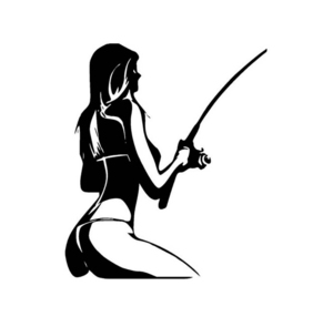 釣り ステッカー セクシー ガール【Black】17.5×15(cm) FGirl17.5B　　 　[魚 フィッシング 女性 レディ Sexy 尻 ]