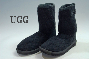 1555円最終価格！完全売り切り！DS2345 UGG オーストラリア レディース 黒系ブーツ サイズ22cm アウトソール25cm 安値出品 お買い得 SALE