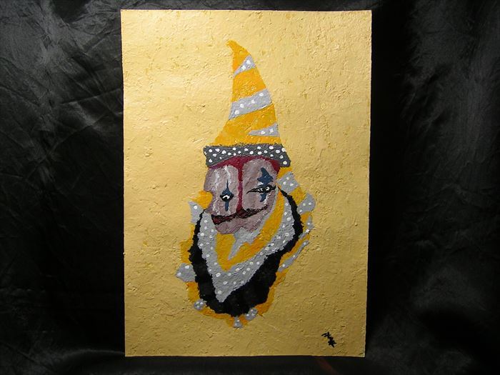 Malerei, Porträt, Kunst, handgezeichnete Illustration, Handschrift, Originalbild, Innere, Spezielle Verarbeitung, Clown, Wasserwolkenfarbener Kranich *Wird in einem Rahmen versendet, Kunstwerk, Malerei, Andere