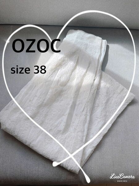 美品☆OZOC コットンレースワイドパンツ 38サイズ　ホワイト