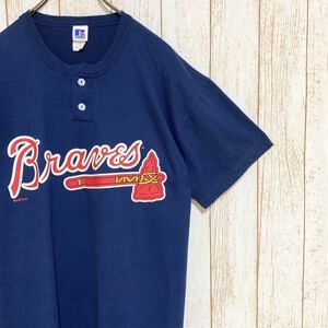 90s Russell ラッセル MLB Atlanta Braves アトランタ・ブレーブス プリント Tシャツ M メジャーリーグ USA古着　アメリカ古着