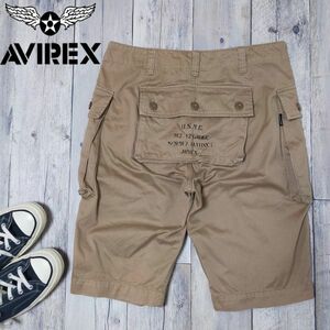 上野商会☆AVIREX アヴィレックス☆ミリタリー ステンシル モンキー ハーフ カーゴ パンツ ショート ショーツ 　Size（M) 1072