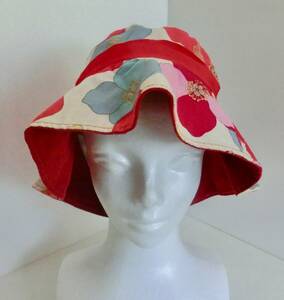 CA4LA ハット　帽子　つば付き　リバーシブル　赤　レッド　花柄　コーデュロイ