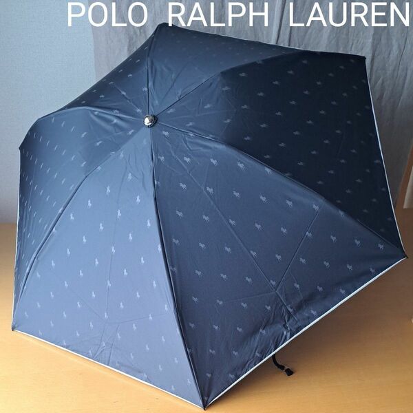 POLO RALPH LAUREN 折り畳み傘 晴雨兼用 BLACK ポロポニー総柄