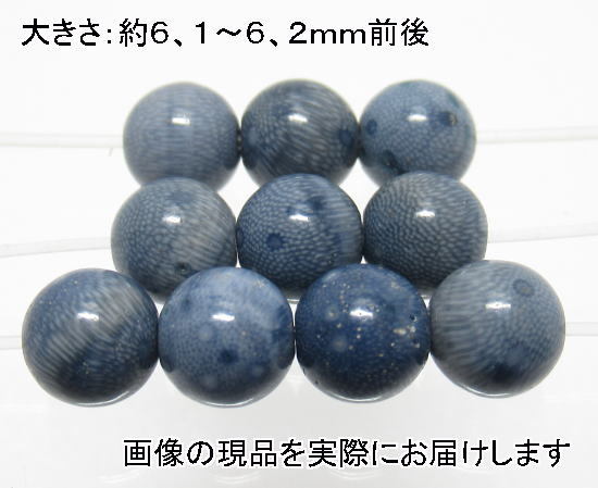 (Reduced Price) NO.6 Sponge Coral Blue 6mm (10 pieces) Amulet/Charity Natural Color Assorted Natural Stone Item, beadwork, beads, natural stone, semi-precious stones
