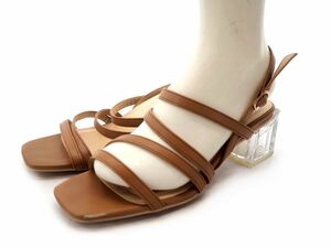 dazzlin Dazzlin narrow strap clear heel sandals sizeL(24.5cm rank )/ tea #* * dha2 lady's 