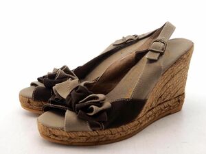 美品 GAIMO ガイモ リボン ウェッジソール サンダル size35（21.5ｃｍくらい）/茶 ■◆ ☆ dha4 レディース