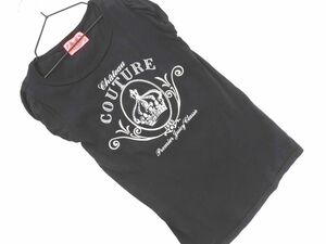 ネコポスOK JUICY COUTURE ジューシークチュール ロゴ ラインストーン カットソー sizePETITE/黒 ■◆ ☆ dha1 レディース