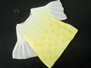  cat pohs OK As Know As chiffon sleeve cut and sewn white x yellow #* * dha2 lady's 