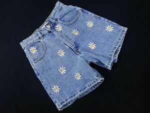 ZARA TRF ザラ トラファ 花柄 刺繍 ショート デニムパンツ size32/青 ■◆ ☆ dha2 レディース