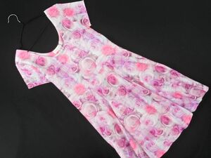  new goods Cecil McBee floral print A line One-piece sizeM/ pink #* * dha4 lady's 