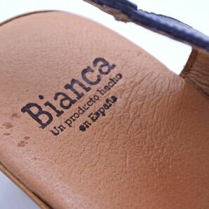 Bianca ビアンカ レザー 編み ウェッジソール サンダル size37（23.5cm位）/紺 ■◆ ☆ dhb6 レディースの画像7