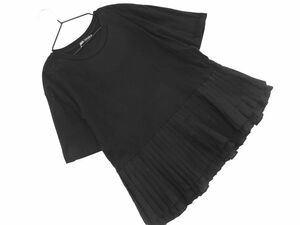 ZARA ザラ プリーツ ペプラム カットソー sizeS/黒 ■◆ ☆ dhb6 レディース