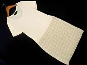 UNTITLED Untitled moheya. knitted tweed do King One-piece size2/ eggshell white *# * dhc1 lady's 