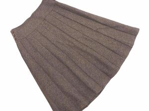  cat pohs OK KUMIKYOKU Kumikyoku wool . tuck A line trapezoid skirt size1/ Brown *# * dhc2 lady's 