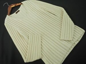 PROFILE profile wool .V neck knitted sweater size38/ beige *# * dhc4 lady's 