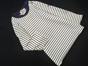 ネコポスOK ミキハウス ボーダー Tシャツ sizeF（70cmくらい）/白ｘ紺 ◇■ ☆ dhc9 子供服