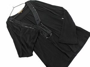 ネコポスOK BALLSEY ボールジー トゥモローランド カシミヤ混 ベロア スパンコール カットソー size38/黒 ◇■ ☆ dhd0 レディース