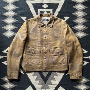 スペシャル！オールド RRL Leather Jacket コンチョ ボタン レザー ブランケット ライナー ジャケット ウエスタン ネイティブ native old L