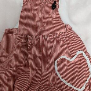 HeartE サロペット ブローチ付き 赤 ストライプ