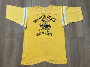 Collegiate Pacific(カレッジエイトパシフィック) USA古着 Tシャツ イエロー サイズM #WICHITA STATE UNIVERSITY #ヴィンテージ #WuShock