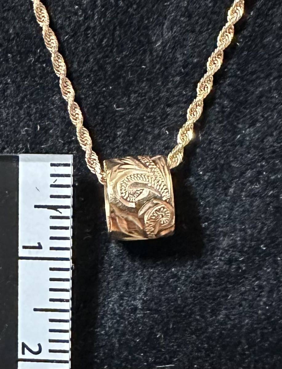 Hawaiianischer Schmuck, handgefertigter Röhrenanhänger, K14-Rotgold, Hawaii-Direktimport, Anhänger oben, Charme, Gold, Roségold