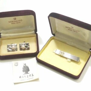 OY8* Mikimoto cuffs Thai tweezers pearl pearl silver men's gentleman suit necktie regular equipment accessory MIKIMOTO