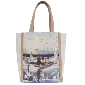  super-beauty goods Paul Smith Paul smith present tag photo print canvas leather steering wheel tote bag lady's 