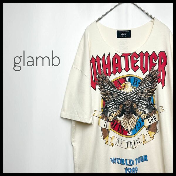 レア　glamb グラム　バンT風　プリントTシャツ ヴィンテージ加工　バックプリント　ビッグプリント　ユニセックス　アメカジ