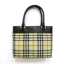 中古 バーバリー バッグ ハンドバッグ チェック Bランク キャンバス レザー ベージュ ブラウン レディース BURBERRY【送料無料】【西神店】_画像2