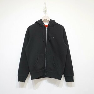 supreme (S) 裏起毛ジップアップパーカー スモールロゴ　黒　赤　シュプリーム　カナダ製　H7-140