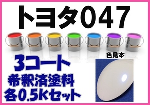 ◇ トヨタ047　塗料　3コート　クリスタルパールマイカⅡ　希釈済　カラーナンバー　カラーコード　047