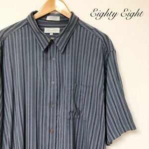 Eighty Eight /メンズXXL 半袖シャツ ストライプシャツ トップス 胸ポケ レーヨン×ポリエステル 涼感 アメカジ USA古着