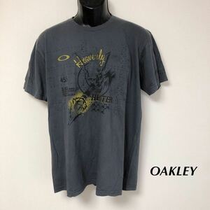 USA製 /OAKLEY /REGULAR FIT /オークリー /メンズL 半袖Tシャツ プリントTシャツ トップス ロゴT チャコール アメカジ USA古着