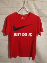 メンズ ph699 ナイキ THE NIKE TEE JUST DO IT スウッシュ プリント 半袖 Tシャツ M レッド 赤_画像1