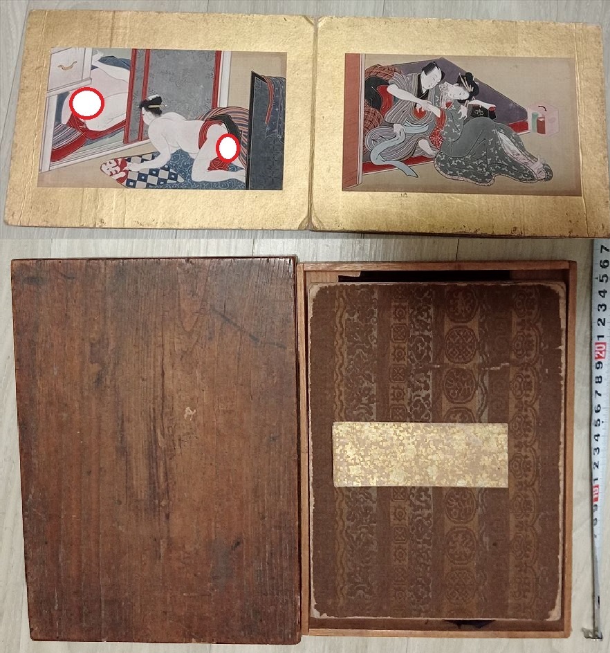 貴重品 肉筆 春画 十二図 絹本肉筆 江戸時代 艶画 共箱 ◇枕絵