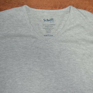 ●即決有り！ショット Schott リブVネック長袖Tシャツ M グレー 良品の画像3