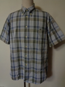 LACOSTE ラコステ ワンポイント ワッペンロゴポケット BDシャツ 半袖 ボタンダウンシャツ 4 チエック 