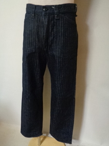 FATefe- tea Denim pants TITCH Work jeans dark blue ji- bread made in Japan stripe Street 